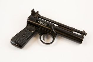 A good .177" Webley Junior air pistol, with black lacquered finish. GWO & VGC No batch number or