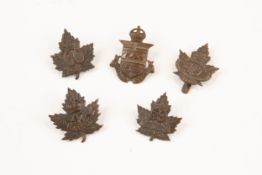 5 WWI CEF Infantry cap badges: 47th, 49th with slider by Tiptaft, 50th, 59th, and 60th GC £80-150
