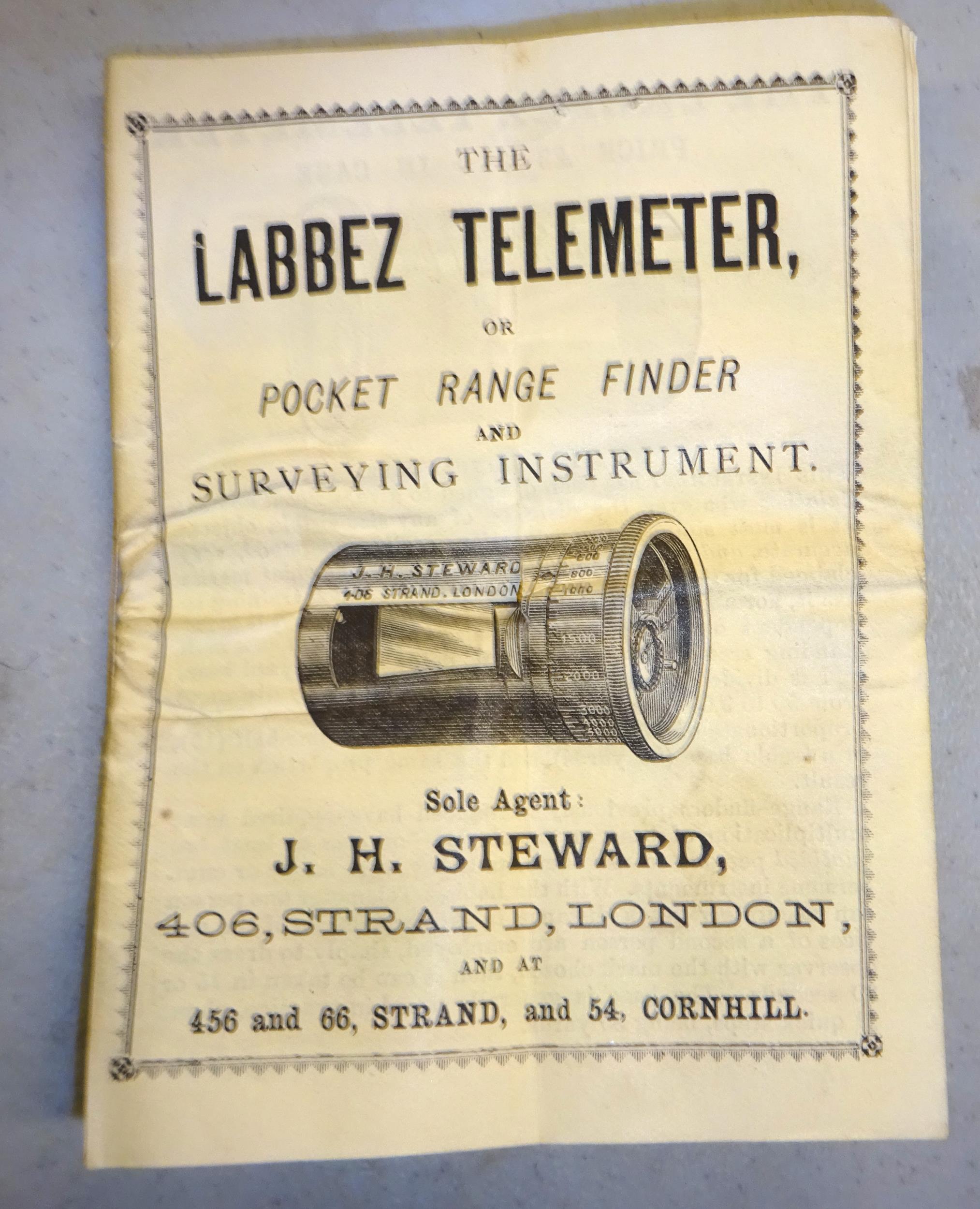 A Victorian "Labbez Telemeter, or Pocket Range Finder and Surveying Instrument", retailed by J.H. - Image 2 of 2