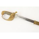 A Victorian Naval officer's sword, blade 31½" etched with crowned anchor, Royal Arms and panels of