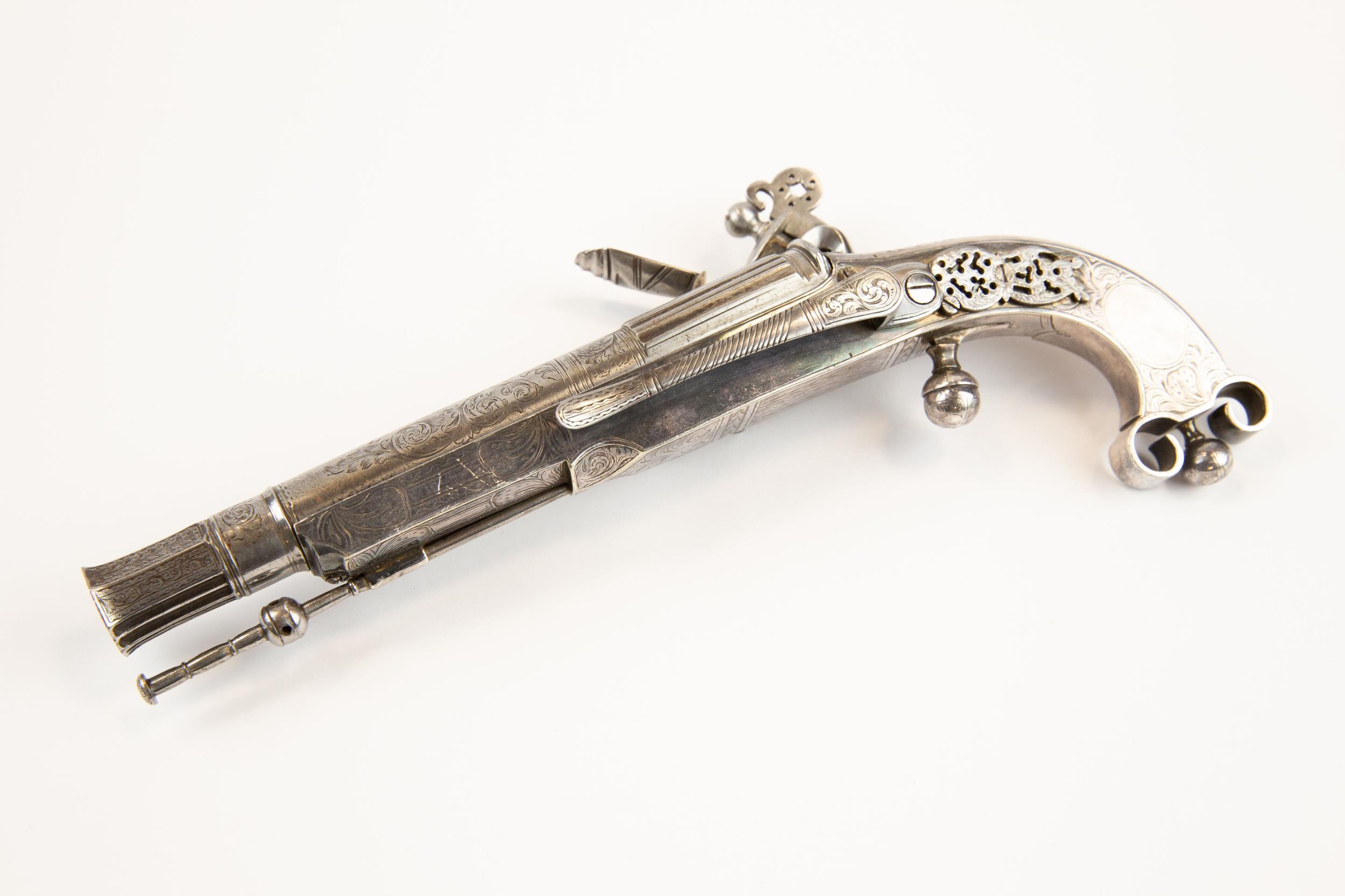 A good early 19th century 40 bore Scottish all metal flintlock belt pistol by Marshall & Sons, - Image 2 of 3