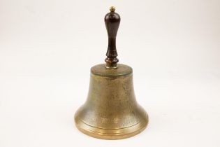 A WWII Air Ministry bronze bell, diameter 8", the inside embossed with crown and "AM" mark, now