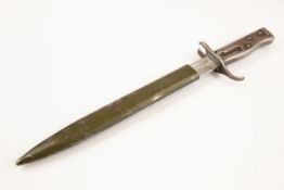 A scarce M88/98 Mauser knife bayonet, with pressed steel hilt and up turned quillon, blade 10", in