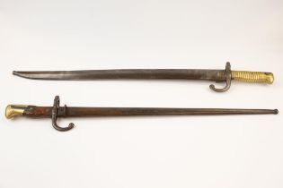 A Chassepot bayonet, dated 1874; also a Gras bayonet dated 1879, both GC (2) £100-120
