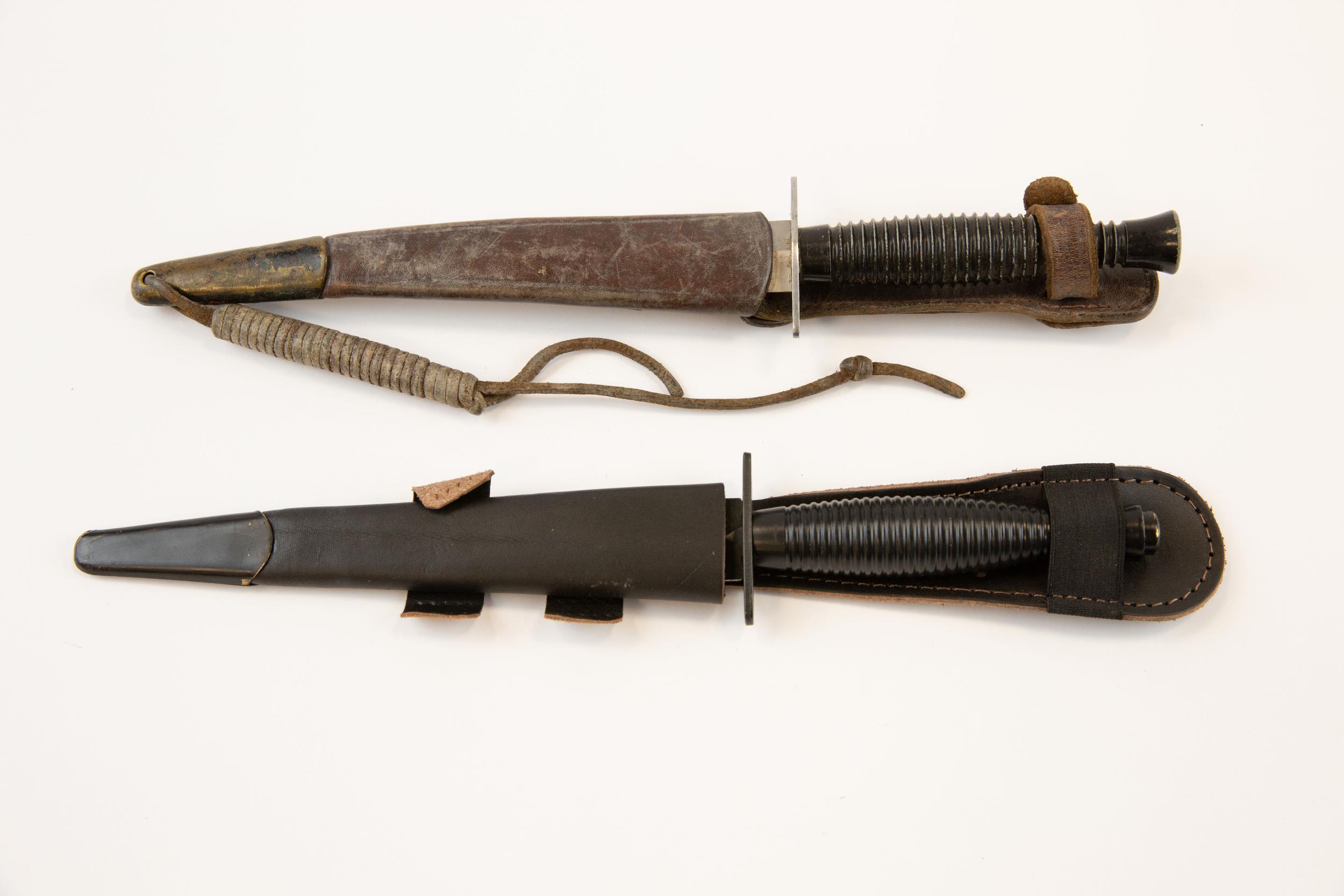 A French Commando knife, of 3rd pattern FS type, the cross guard stamped "Le Commando/ Inox/