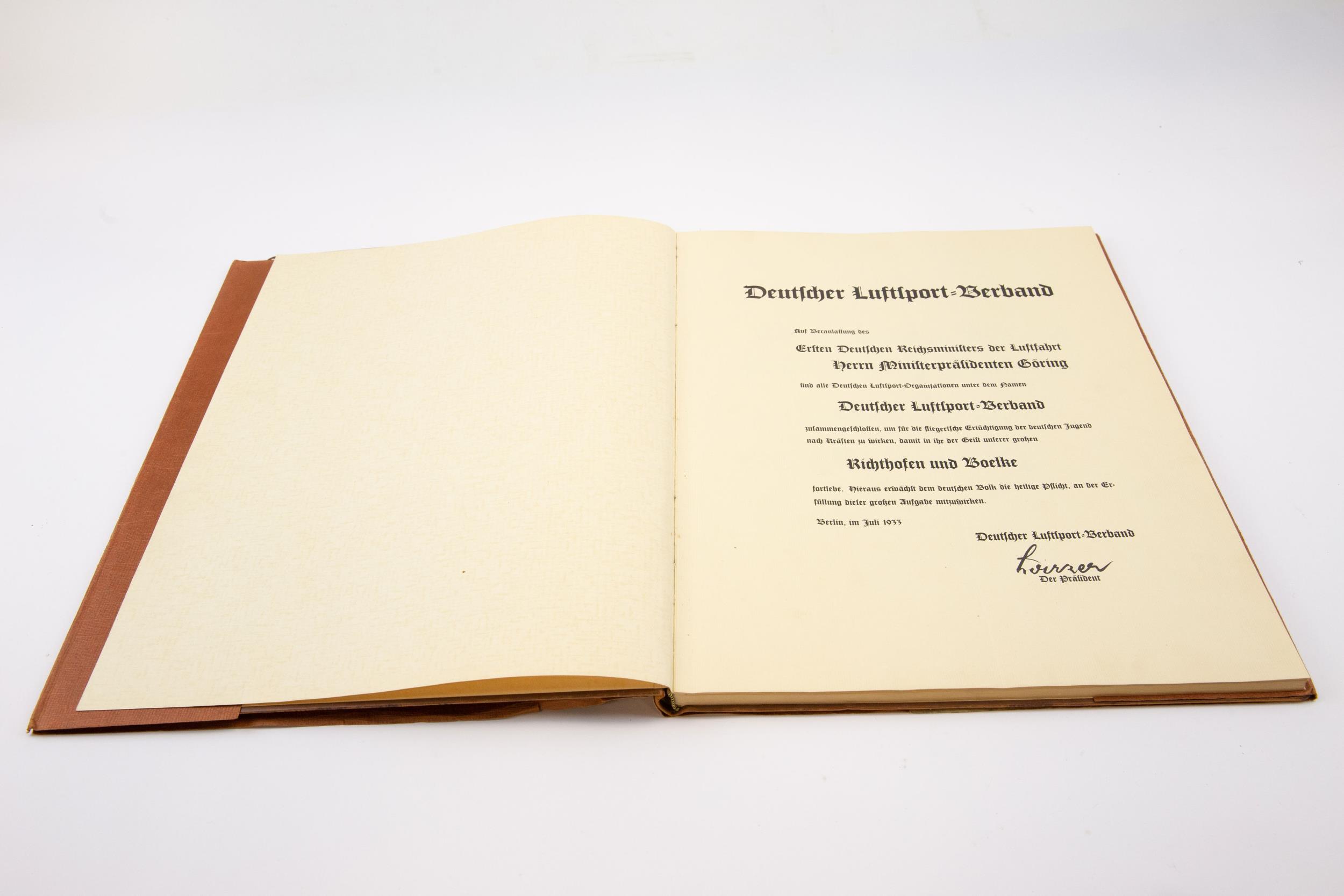 An interesting large format "visitors book", headed "Deutscher Luftsport Verband", commemorating the