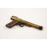 A .22" Benjamin Franklin Model 112 pump up pneumatic air pistol, the air chamber and barrel of