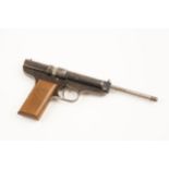 A scarce .177" Hubertus air pistol, number 14702, 10½" overall with 5" rifled barrel, the left frame