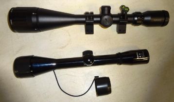 A good Eclipse "Hawk" 4-16x50 telescopic rifle sight, with barrel clamps. New Condition, in its