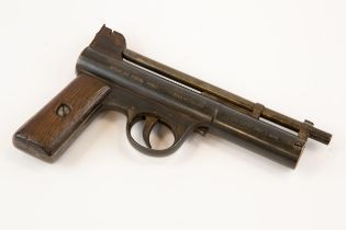A US retailed pre war .22" Webley Mark I air pistol, number 34955 (1929), the left side marked "