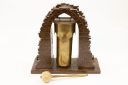 An elaborate WWI Trench Art Gong, made from the base of a 4.5inch howitzer shell case and an 18pr