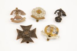5 Territorial Infantry cap badges: 6th Bn King's Liverpool by Gaunt, 4th and 5th Bns Somerset