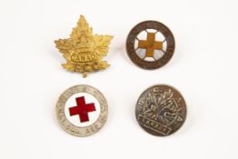 4 Canadian cap badges: Womens Auxiliary Corps British Columbia Automobile Association; Canadian