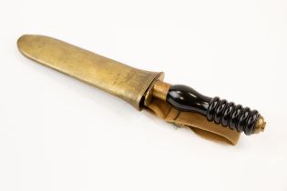 A British diver's knife, double edged blade 7½", very faintly etched "Siebe Gorman", with ribbed