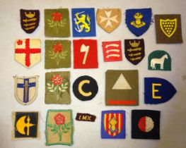 WWII British Formation signs, printed and embroidered. £80-100