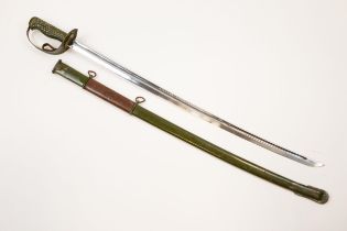 A Japanese style 1886 pattern cavalry trooper's sword, 31" plated fullered blade with lightly etched