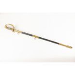 A Victorian Naval officer's sword, blade 31½" etched with crowned anchor, Royal Arms and panels of - Image 2 of 3