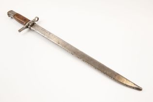 A scarce Arisaka type 30 bayonet, straight cross piece, unfullered blade, in its scabbard. GC £60-70