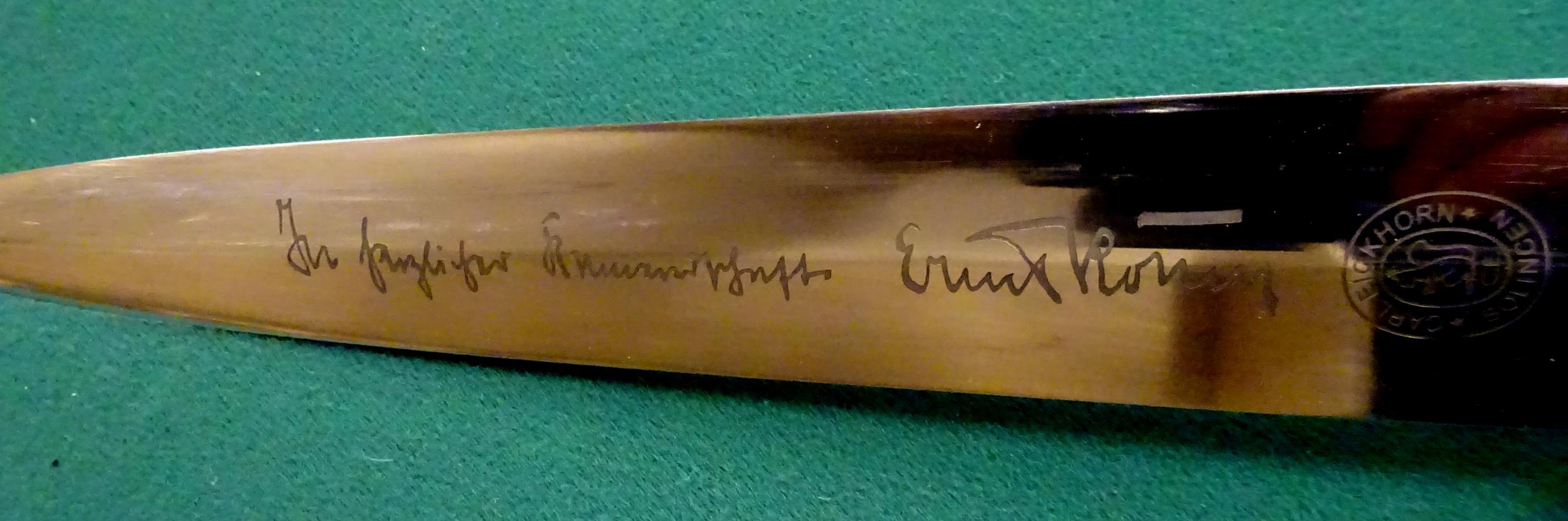 A Third Reich SA dagger with full Ernst Rohm inscription, with pre 1935 Carl Eickhorn mark, nickel - Image 6 of 6