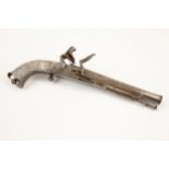 An early 19th century 22 bore Scottish all steel flintlock belt pistol by MacLeod, 13" overall,