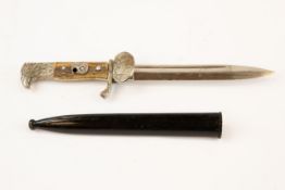 A Third Reich Bulgarian (?) Police dress bayonet, plated blade 7¾" by Alcoso, Solingen, plated
