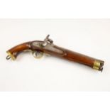 A .65 East India Company percussion holster pistol, the 9" barrel bearing London private proofs, the