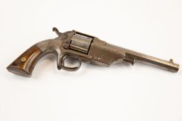 A 6 shot .38" rim fire Allen & Wheelock single action revolver, 10" overall, barrels 6" with