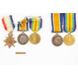 Three: 1914 star with clasp (un-attached), BWM, Victory (MI 5608 Pte R V Williams, ASC), VF; Pair: