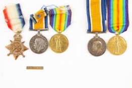 Three: 1914 star with clasp (un-attached), BWM, Victory (MI 5608 Pte R V Williams, ASC), VF; Pair: