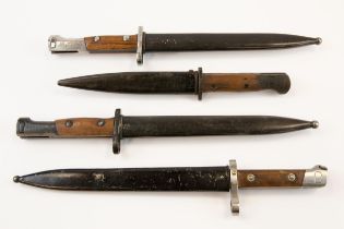 4 Continental Mauser bayonets, all in scabbards, GC to VGC £80-100