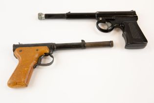 A .177" Diana Mod 2 "pop out" air pistol, with plain wood grips; and a similar "Gat" air pistol with
