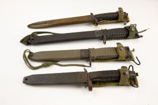 4 Assault rifle bayonets, KCB 77 L. MI; KCB Co; A.G.3L (2 types), all VGC £70-100