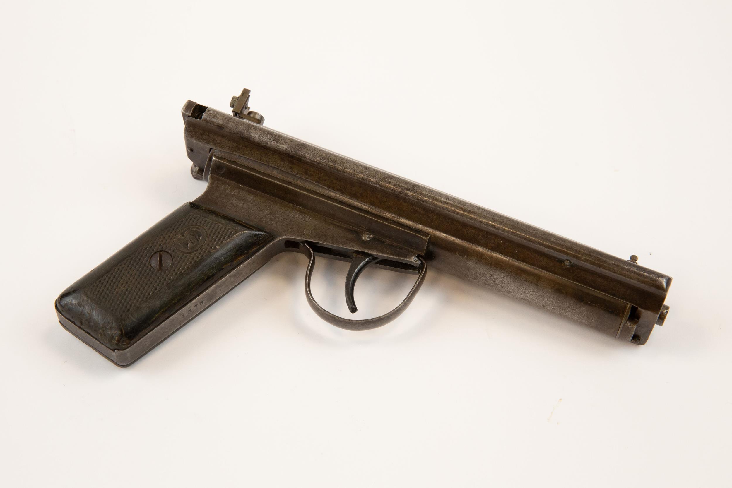 A .177" Accles & Shelvoke "Warrior" side lever air pistol, number 1373, later type with squared