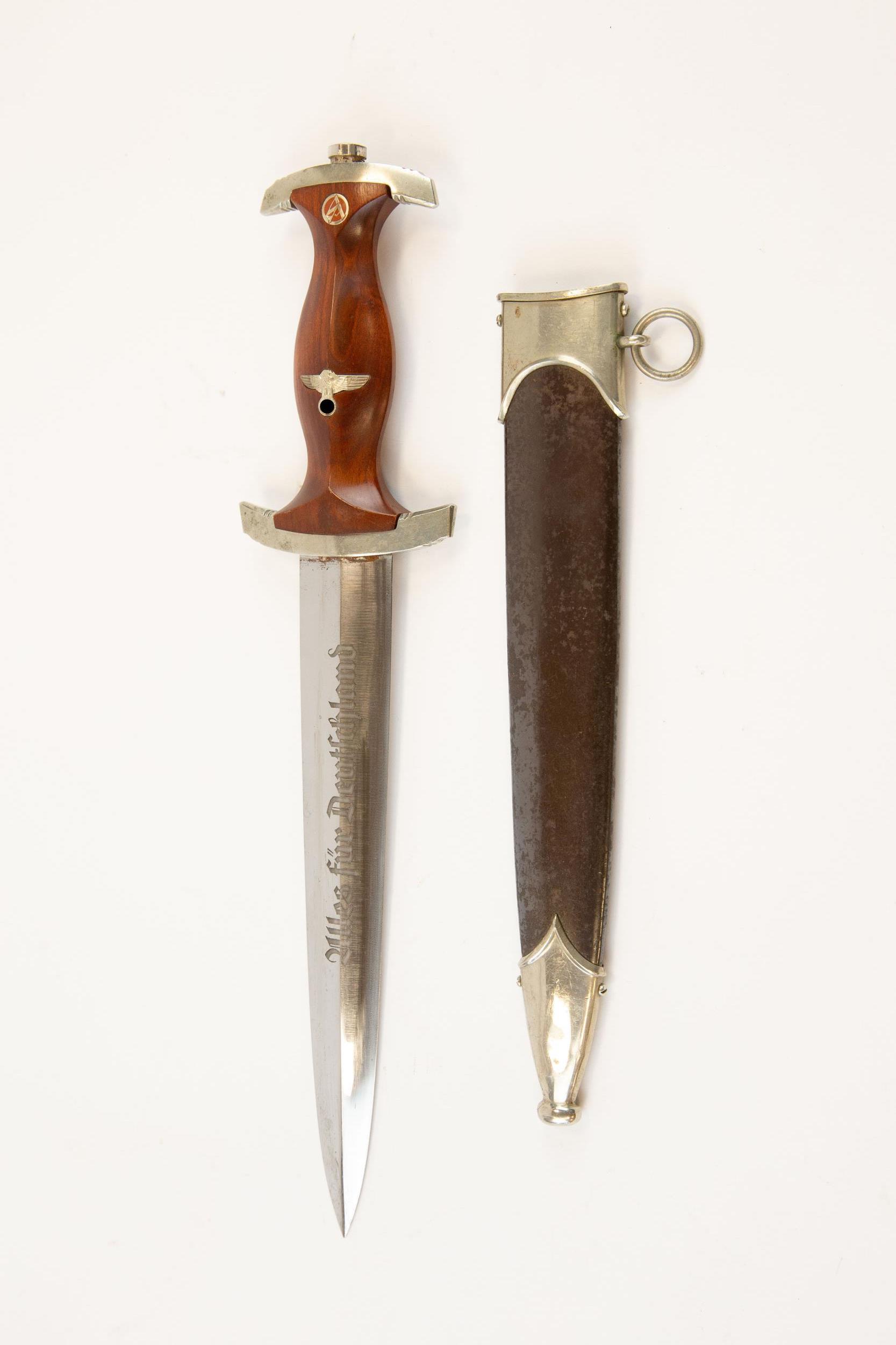 A Third Reich SA dagger with full Ernst Rohm inscription, with pre 1935 Carl Eickhorn mark, nickel