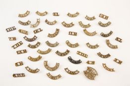 15 Cavalry brass shoulder titles: 1,3,4, 6&7 DG, 3,4, 7, 8, 11, 13 & 19H, and 5, 9 & 16 L; also 30