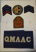 WWI British QMAAC armband, WW1 VAD general service cloth badge, 2 service stripes plus WWI 3rd