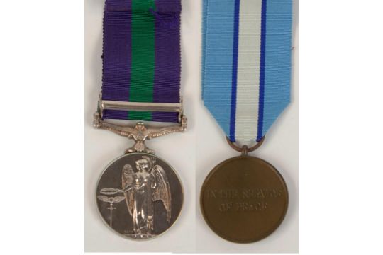 Pair: GSM 1918-62, 1 clasp Cyprus (22563044 Dvr H V Williams, RASC), NEF, UN Cyprus medal (un- - Image 2 of 2