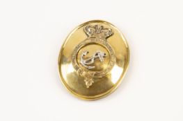 A rare Georgian Naval Officer's oval Shoulder Belt Plate, bright gilt with raised edge, the centre