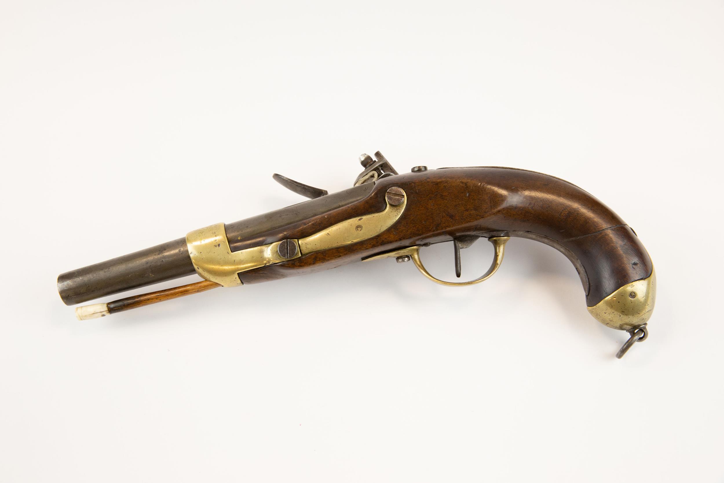 A French 14 bore 1822 model flintlock holster pistol made for the Turkish army, 14½" overall, barrel - Image 2 of 2