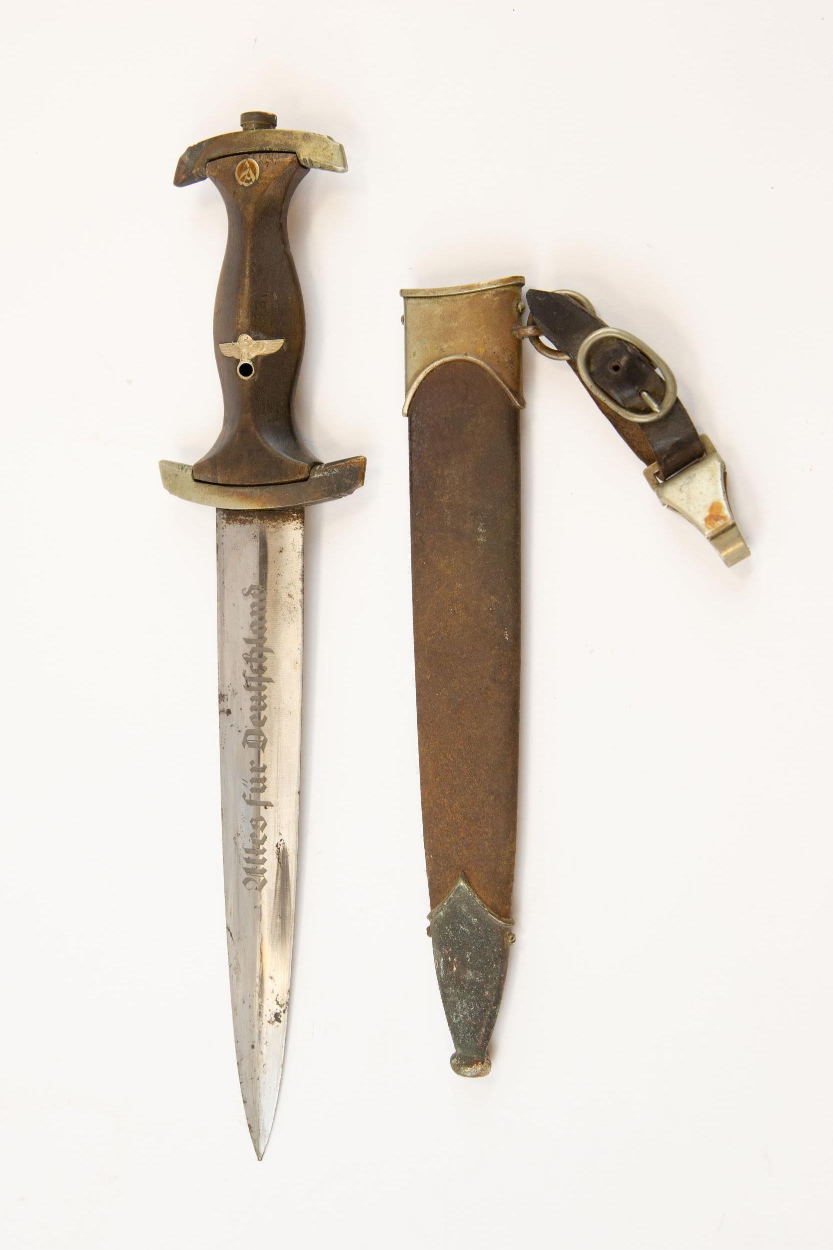 A Third Reich SA dagger by the rare maker Hugo Koller, Solingen, with nickel silver mounts, the