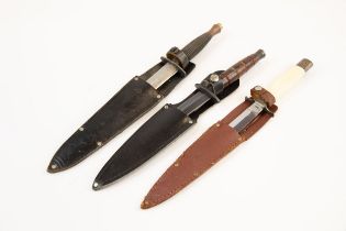 A post WWII 3rd pattern FS knife; an unusual FS style knife and a Victorian style small Bowie