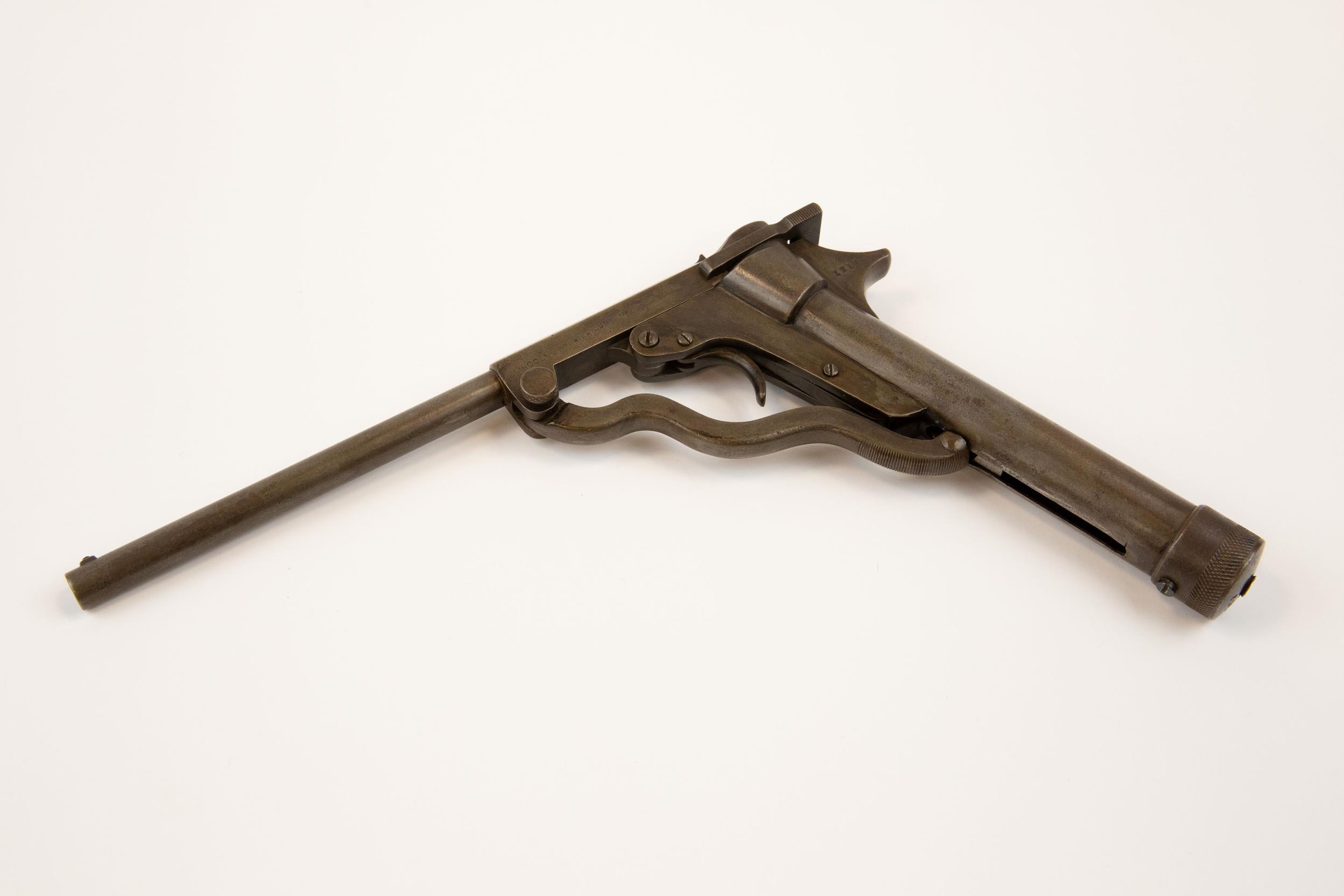 A scarce .177" Lincoln Jeffries "the Lincoln" all steel air pistol with extended butt/air - Image 2 of 2