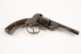 A 5 shot 80 bore Webley style open frame self cocking percussion revolver, octagonal barrel 4½", B'