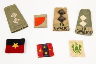 Selection of British Army Tropical/Indian rank slides and formation signs (7). £50-80