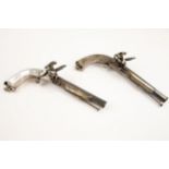 A good pair of 34 bore Scottish all metal flintlock belt pistols by Macleod, c 1820, 11" overall,