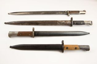 4 Continental Mauser bayonets, all in steel scabbards. GC to VGC £80-100