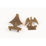 WWI Royal Naval Division Nelson Bn officer's cap size bronze collar badge with 3 lugs (one lug