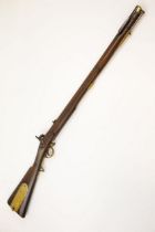 A .704" Brunswick percussion rifle, 46½" overall, rebrowned twist barrel 30" with folding