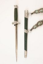 A Third Reich Land Customs Official's dagger, plated blade by SMF, Solingen, the hilt with aluminium