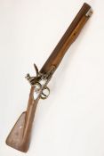 A flintlock musketoon, converted from a Brown Bess musket, 29½" overall, cut down barrel 14" with